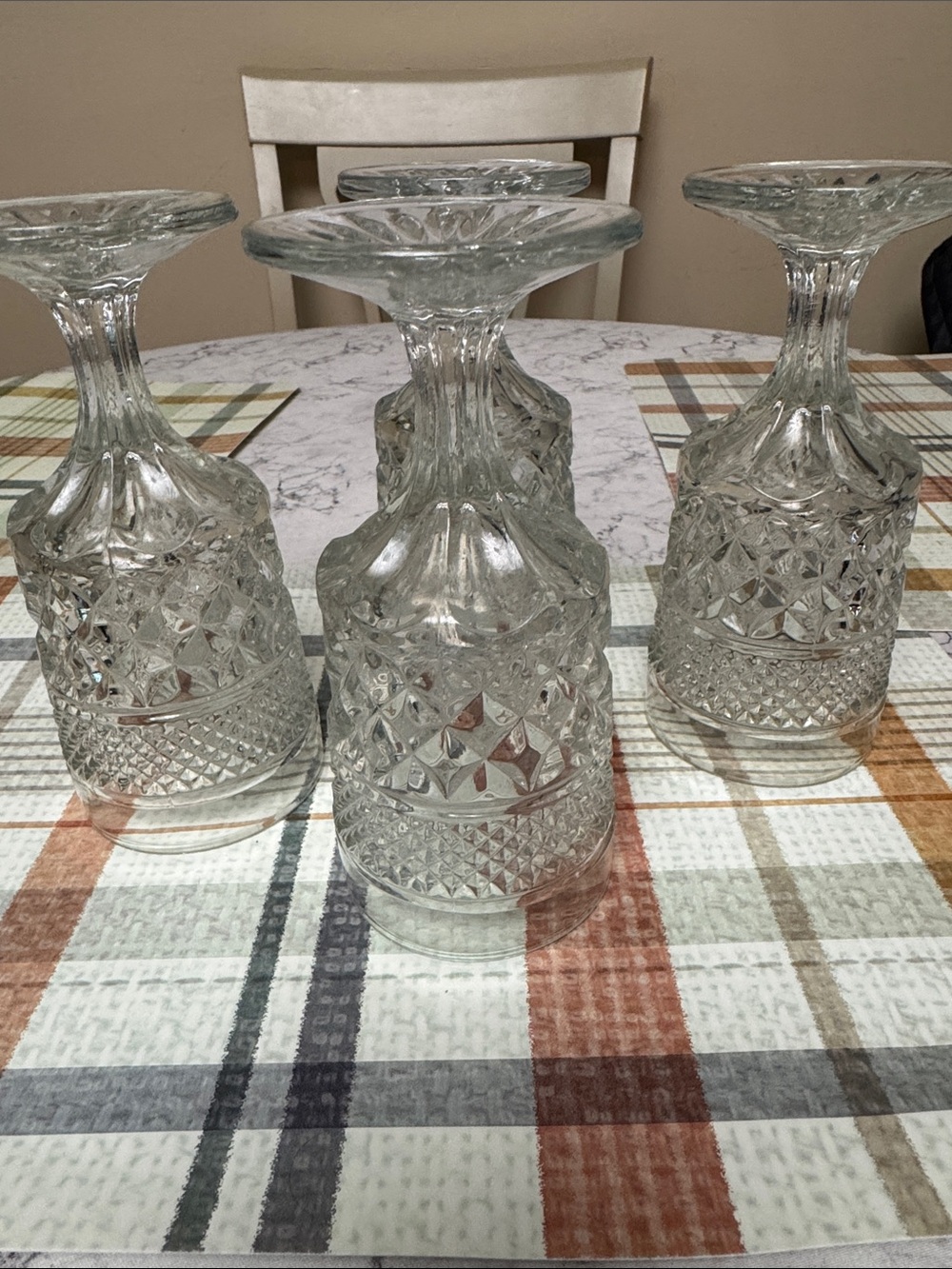 Anchor Hocking Clear Pressed Glass Wone/Water goblets  - Set of 4